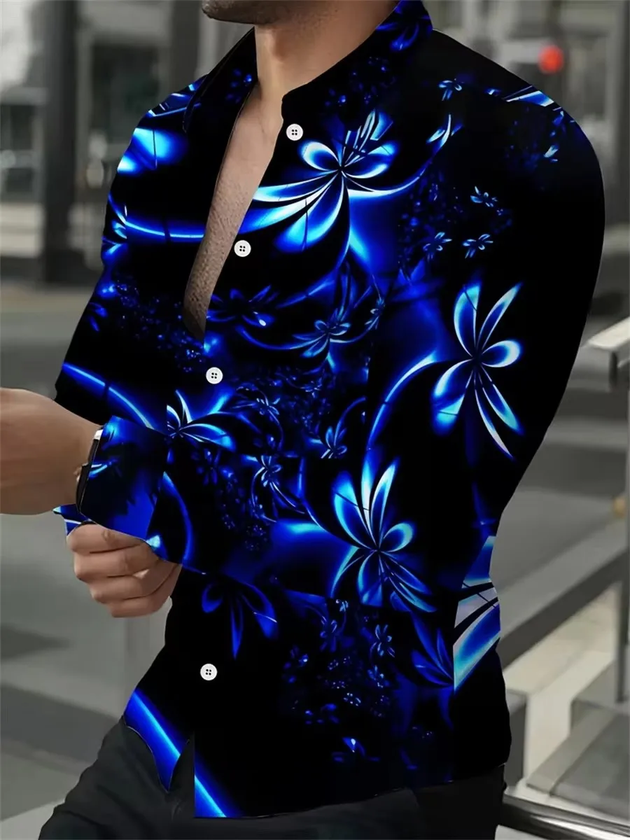 قميص رجالي بأكمام طويلة بتصميم خطوط هندسية باللونين الأسود والذهبي، كارديجان أنيق وعصري من قماش مريح.