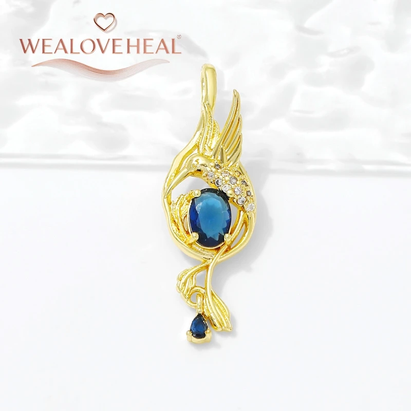 18K vergoldete blaue Edelsteine Tier Vogel Anhänger Charms für DIY handgemachte Frauen Halskette Schmuck machen liefert