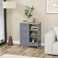 Kitchen Island with Storage, Kitchen Trolley on Wheels with Drawers & Open Shelves, Rolling Mobile Kitchen Island, Customized