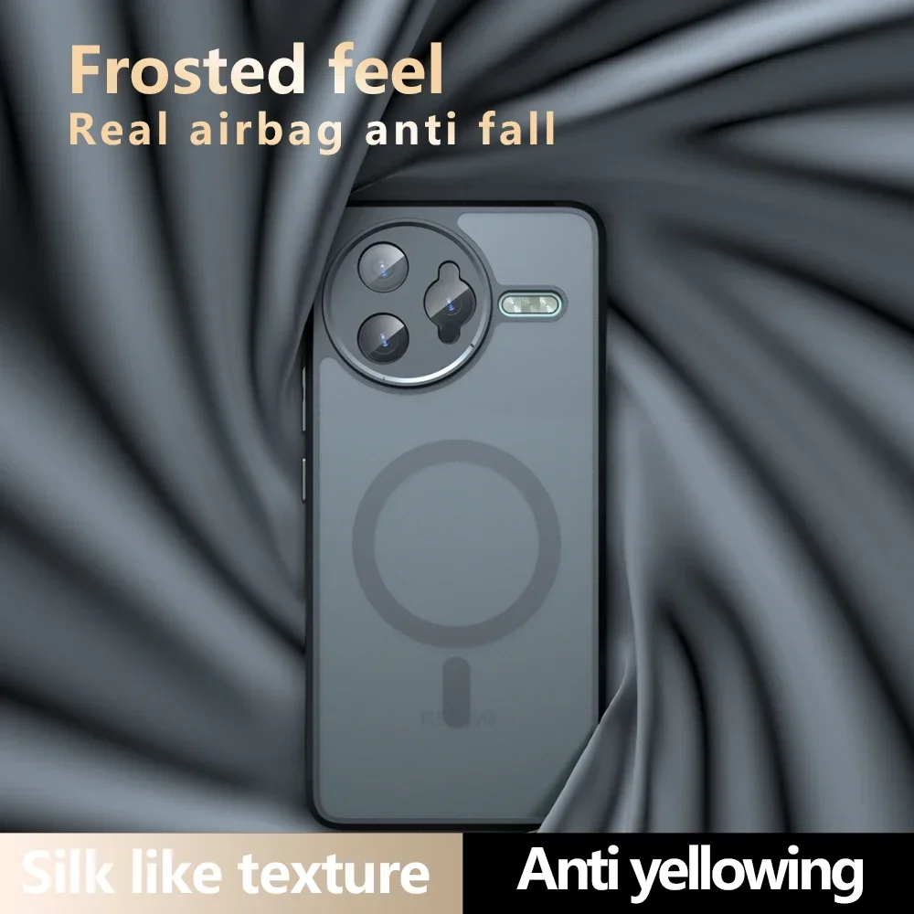 Shockproof Magnetic Matte Translucent Back Case with Skin Feel TPU Frame