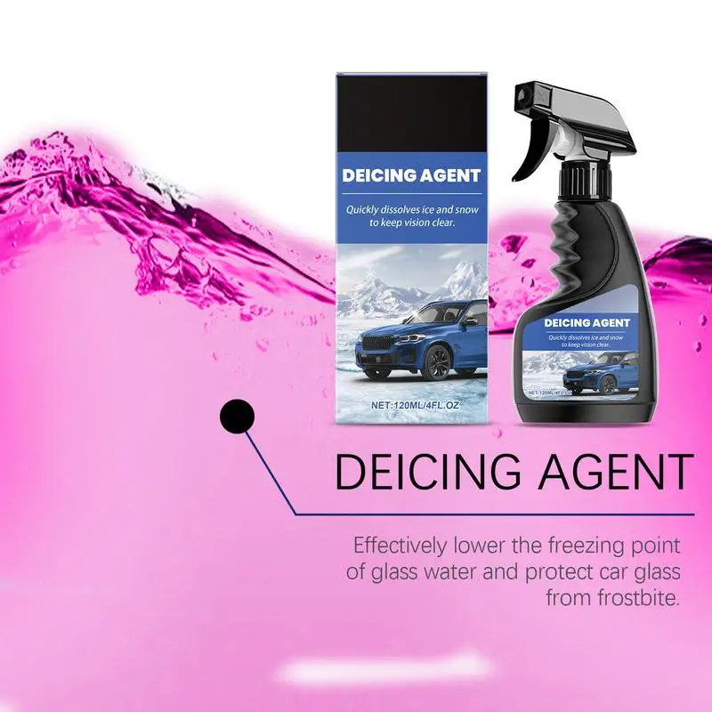 Deicer Spray for Car Windshield Fast-Acting Windshield Deicer Car Defroster Spray 120ml Window Cleaner Winter Accessories
