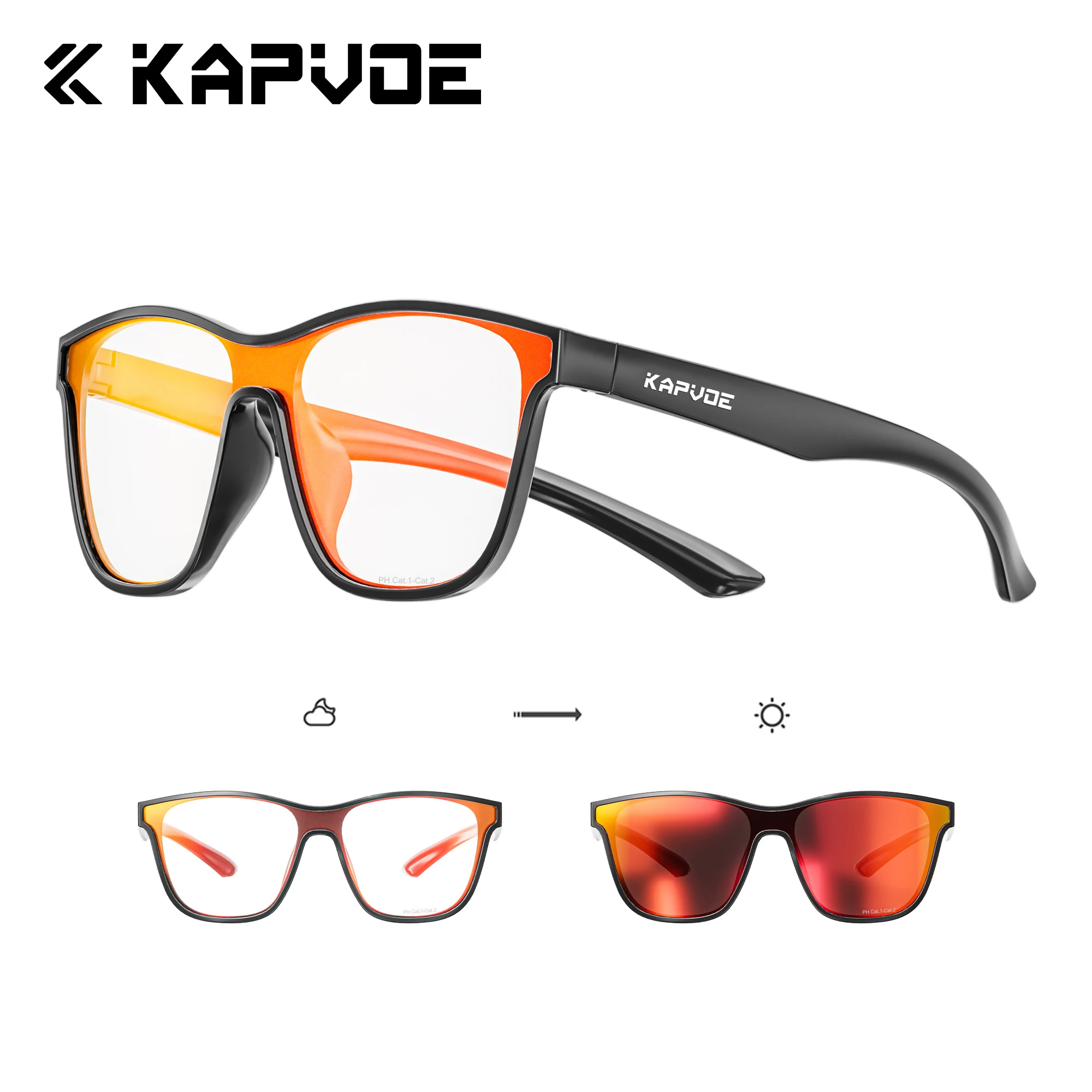 KAPVOE UV400 HD 포토크로믹 하이킹 선글라스 야외 스포츠 사이클링 및 러닝 피크닉 선글라스 스타일리쉬 드라이빙 안경