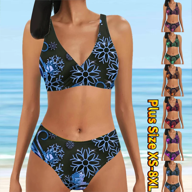 

2023 High Waist Bikinis Summer Women Sexy Bikini Swimwear Women Set Swimsuit Two-piece Set Swimsuit Vintage Print Bathing Suit