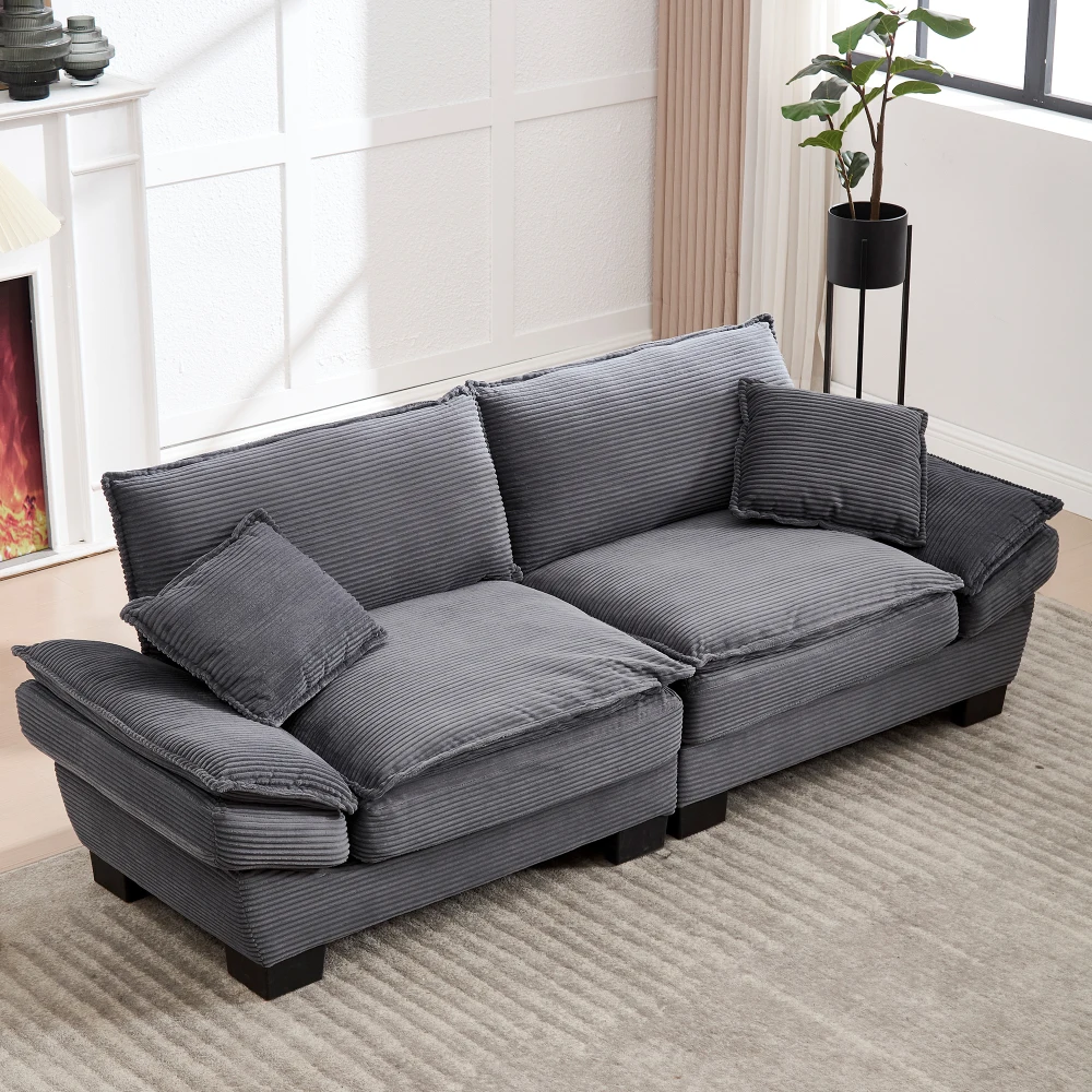 Modernes, minimalistisches Schlafsofa – Federkissen + geräumiges Design, ergonomisches gepolstertes Doppelsofa, platzsparende Möbel – Detail 25