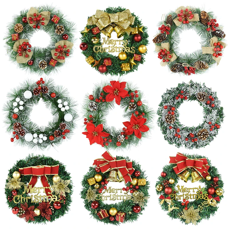 

30cm Christmas Wreath Red Berry Pine Needle Wreath Merry Christmas Decoration Home Shopping Mall Hotel Window Display Pendant