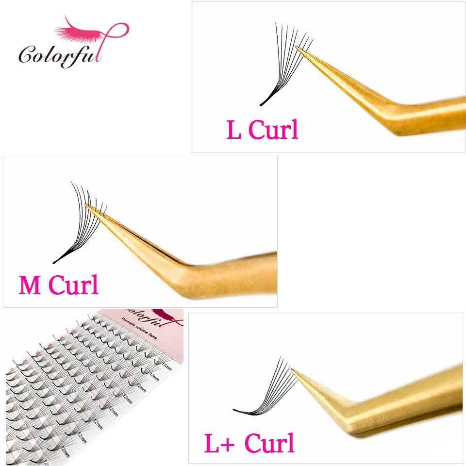 Clf L L+ M Curl Premade Fans Volume Russian Lash Thin Pointy Base 5D 6D 10D 12D Pre Made Volume Fans Silk Soft Eyelash Extension rujade premade volume 3d 5d 6d 8d 10d eyelash fans c d curl thin pointy base sharp slim narrow stem russia volume lash extension