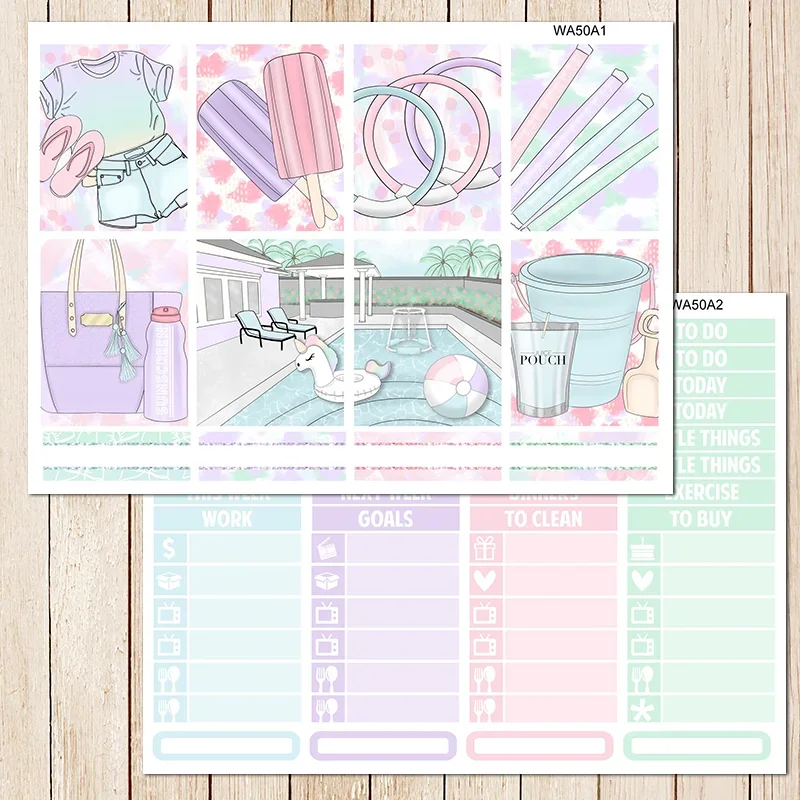 

Happy Summer Weekly Plan label is Suitable For ERIN CONDREN HP European American Style Decorative Sticker DIY Planner
