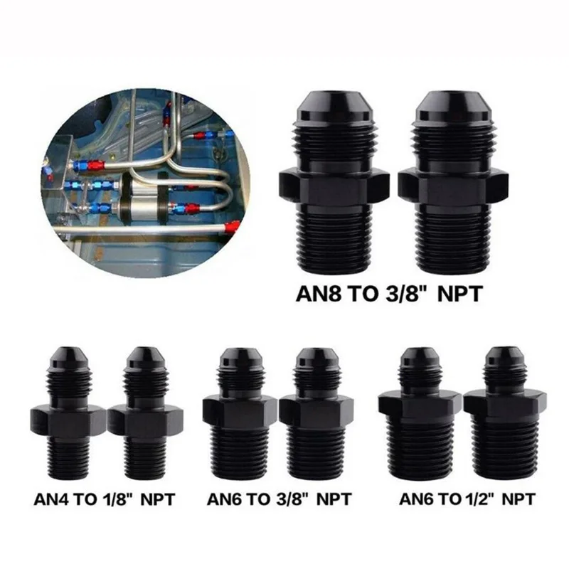 AN12 AN 12) to 1/2NPT  3/4NPT Straight Adapter aluminum  black