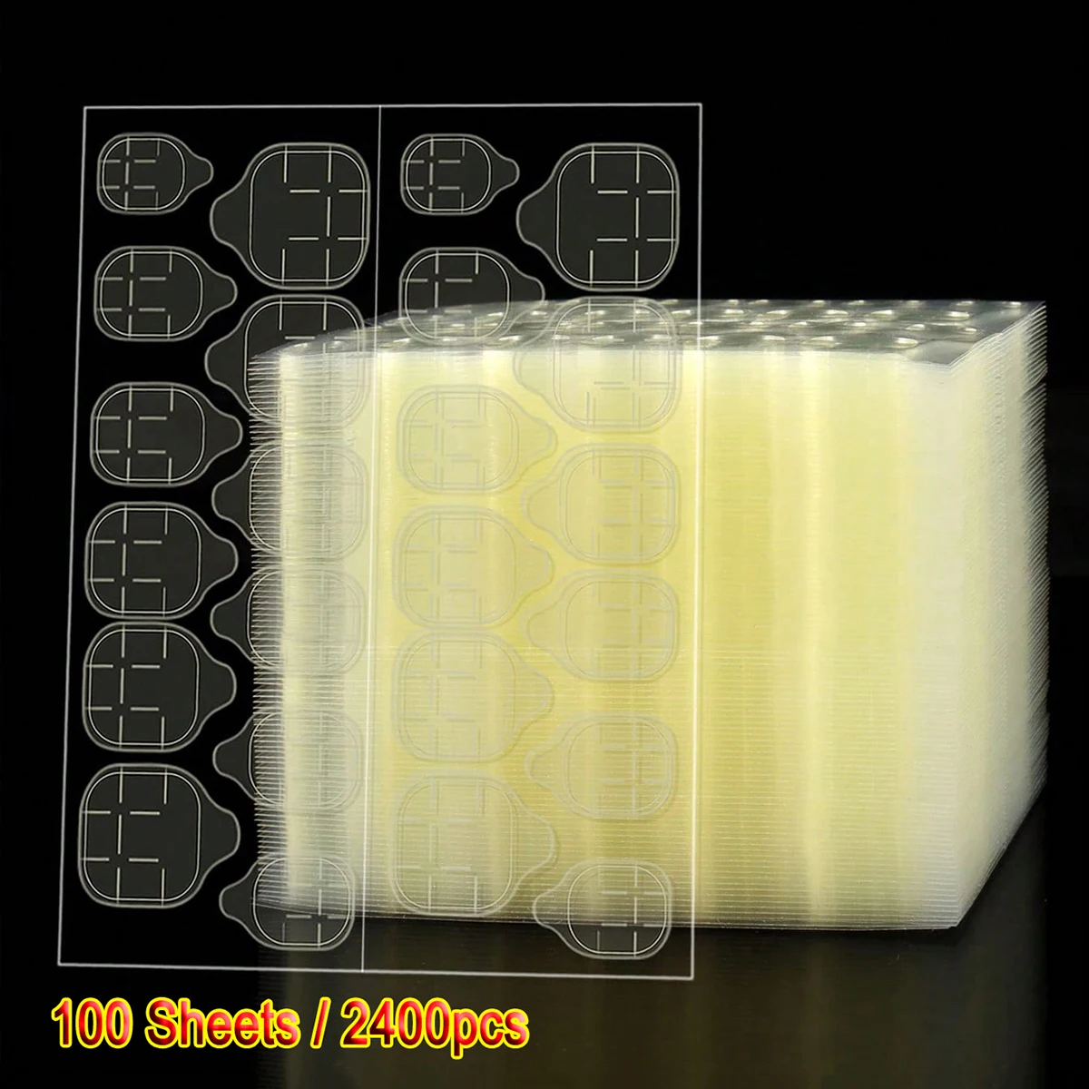 

100Sheets/2400Pcs Wearing Nail Manicure Special Super Sticky Jelly Glue Waterproof Back Glue Sticker Invisible Double-sided Gel