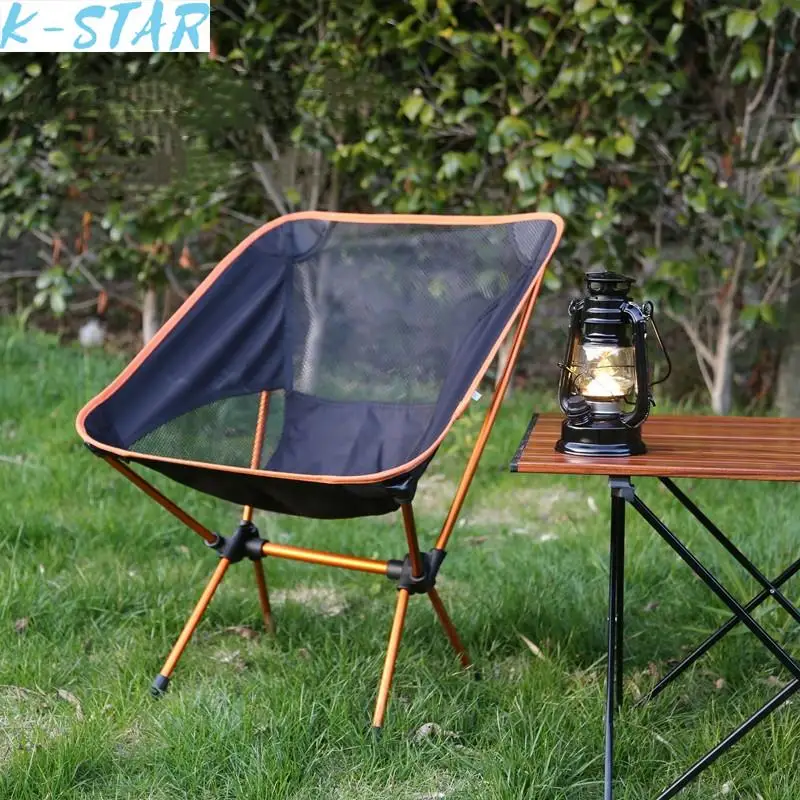K-STAR Cross-border Outdoor Moon Chair Camping Folding Chair Portable Leisure Armchair Ultra Light Aluminum Alloy Folding Chair