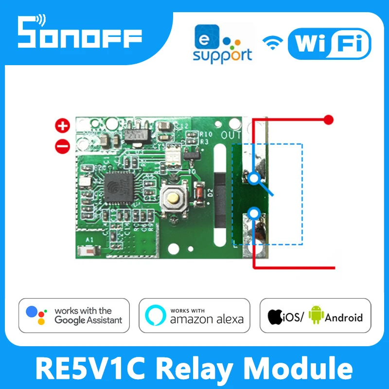 SONOFF RE5V1C-5V Wifi Relay Module Remote Control Electrical Devices Via Ewelink Work With Alexa Google Home/Nes IFTTT Hot