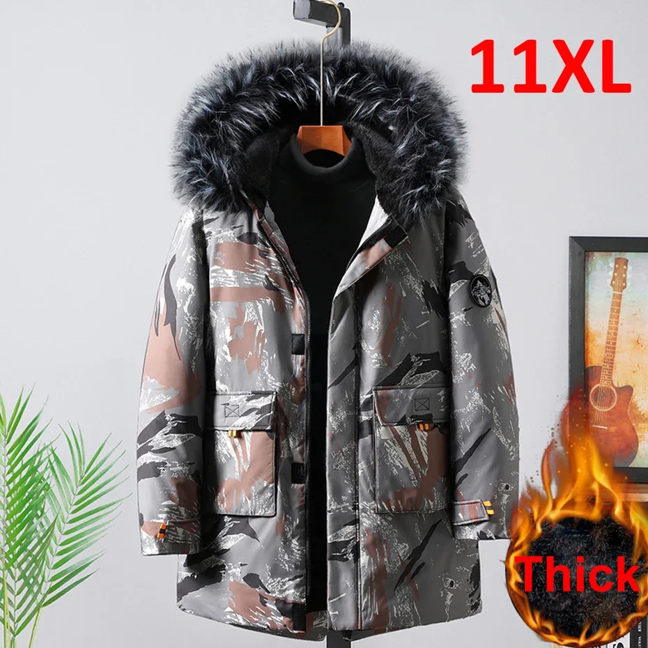 Plus Size 10XL 11XL Parka Men Winter Jacket Fashion Casual Thickened Camou Jacket Coat Male Parkas Big Size 10XL 11XL