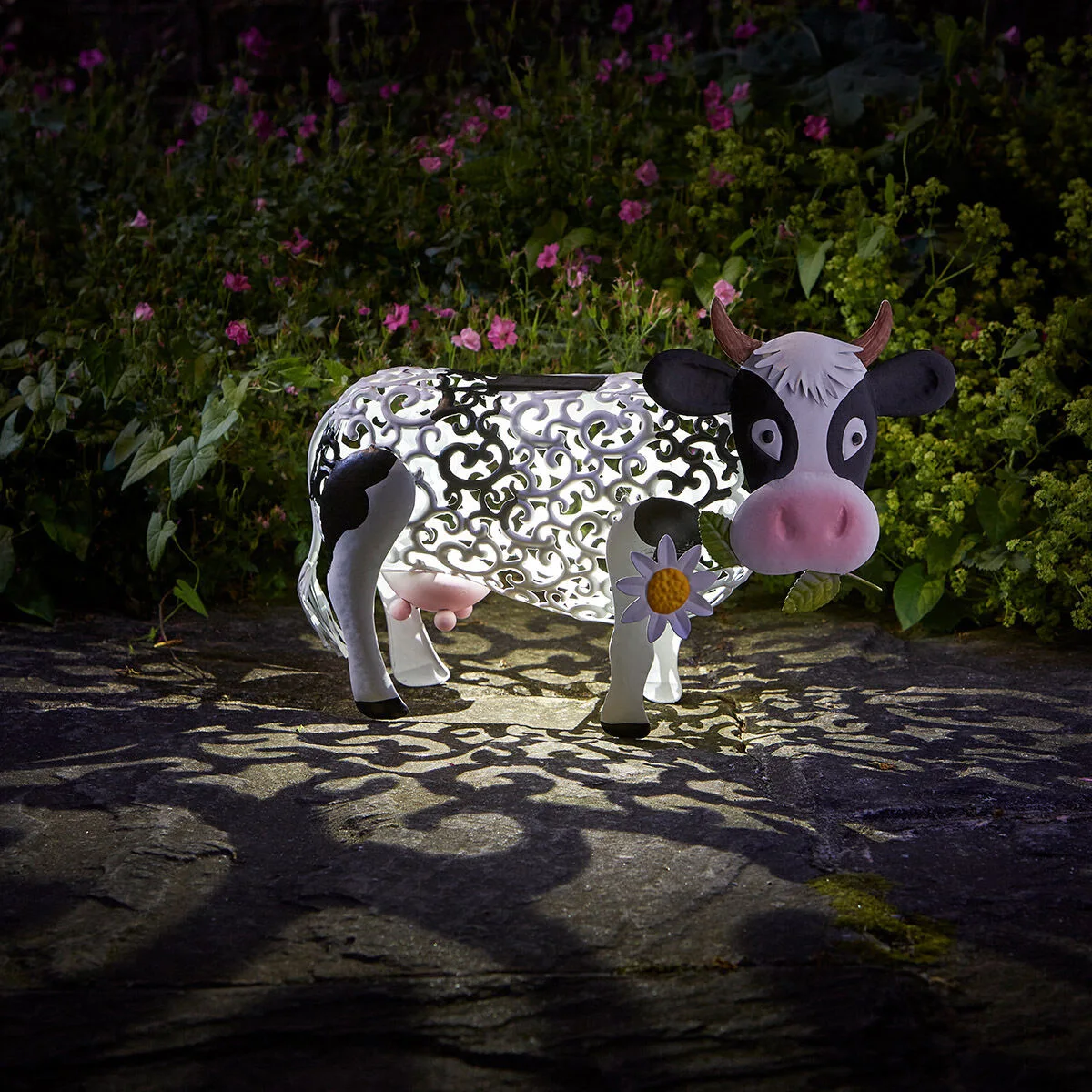 Solar Daisy Cattle Light Statue Decoration Yard Sculpture Figurine Garden Decor Christmas Led Lamp Outdoor Waterproof Iron Art led solar garden lights