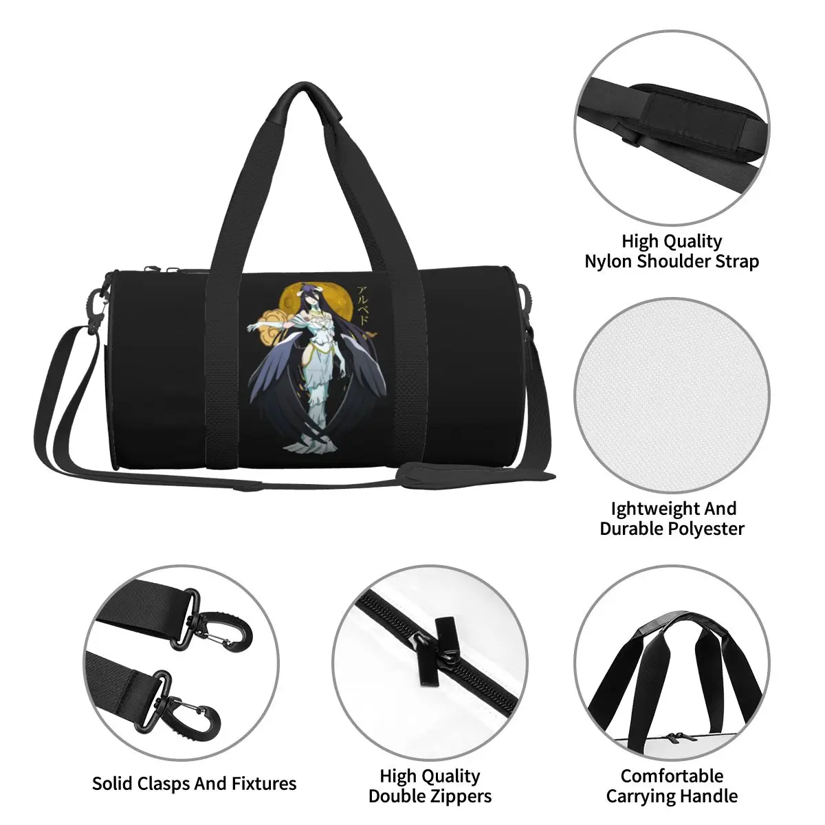 Albedo Anime Sport Bags Kawaii Girl Gym Accessories Gym Bag Weekend Men's Design Handbag Swimming Retro Fitness Bag 4