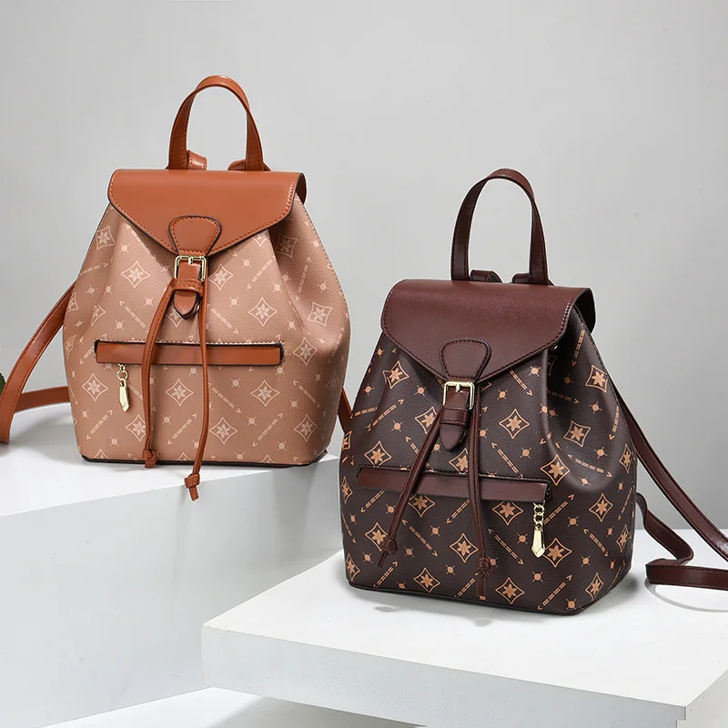 High Quality Patterned Leather Women's Backpack 2024 New Student Backpack Versatile Crossbody Bags Gradient Color Women's Bag 6
