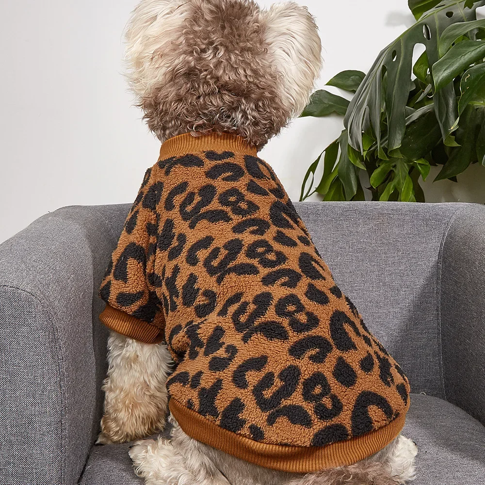 Puppy Pullover Dog Clothes Leopard Printed Pet Vest Winter Dog