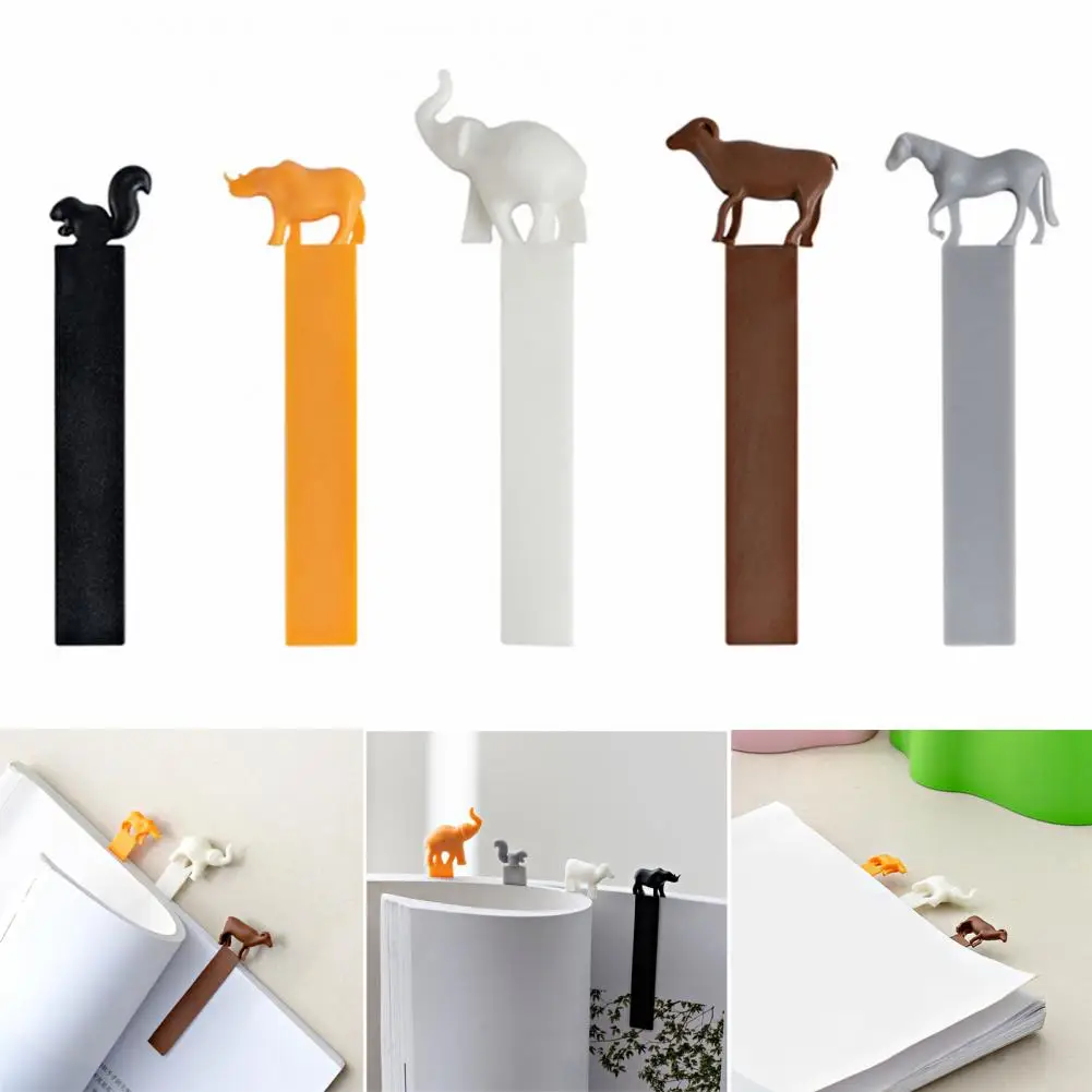 Animal Shaped Bookmark Cute Rubber Book Paging Markers Fun Animal Bookmarks for Kids Students Portable Reading Progress Locator