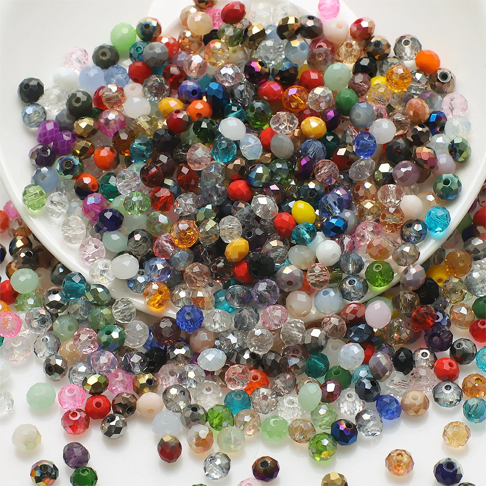 2/3/4/6/8/10/12MM Rondelle Austria Faceted Crystal Glass Beads Round Loose Spacer Beads for Jewelry Making