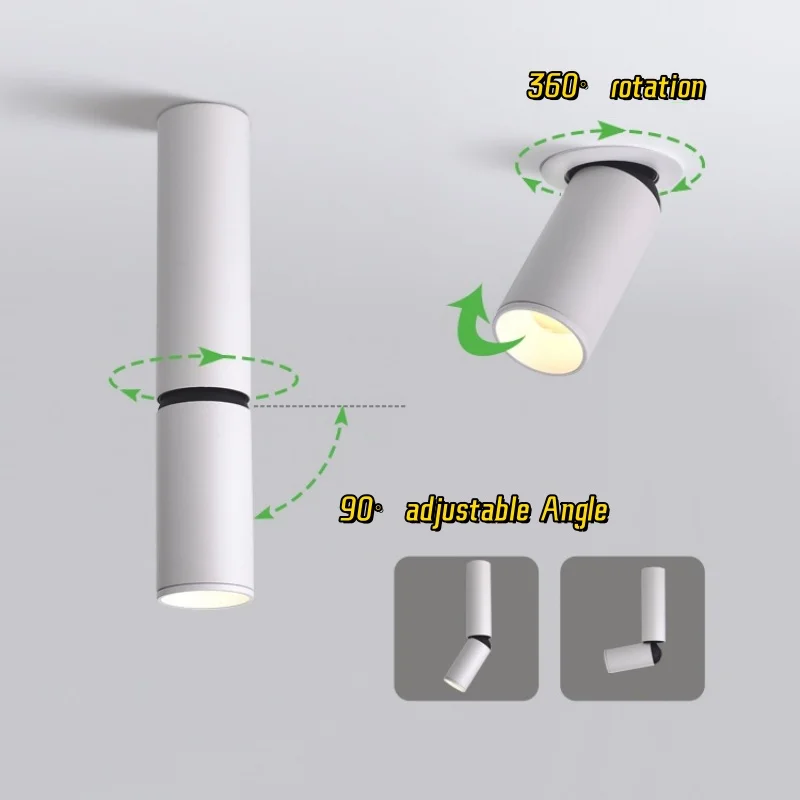 Recessed COB Spotlights Ceiling Anti-glare 5W 7W 12W 360° rotation 12-50° Adjustable focus Dimmable AC85-265V Interior lighting