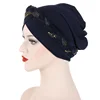 KepaHoo India Lurex Glitter Cross Braid Jersey Turban Hats Beanie Bonnet Canner Islamic Chemo Caps Solid Muslim Hair Loss Cover 6