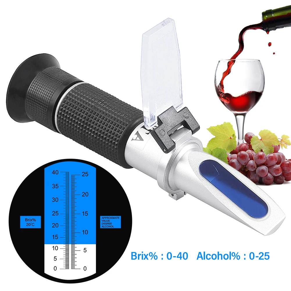 0-40 % Brix 0-25 % Alkohol Trauben Wein Refraktometer ATC Handheld Konzentration Meter Obst Zucker Inhalt Tester Messung – Detail 4