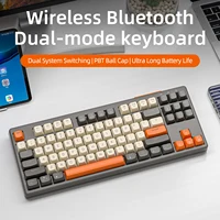 M87 Wireless Keyboard, 87keys Dual Mode Bluetooth Keyboard with Rainbow-light RGB,PBT Ballcaps Design Gaming Keyboard 1