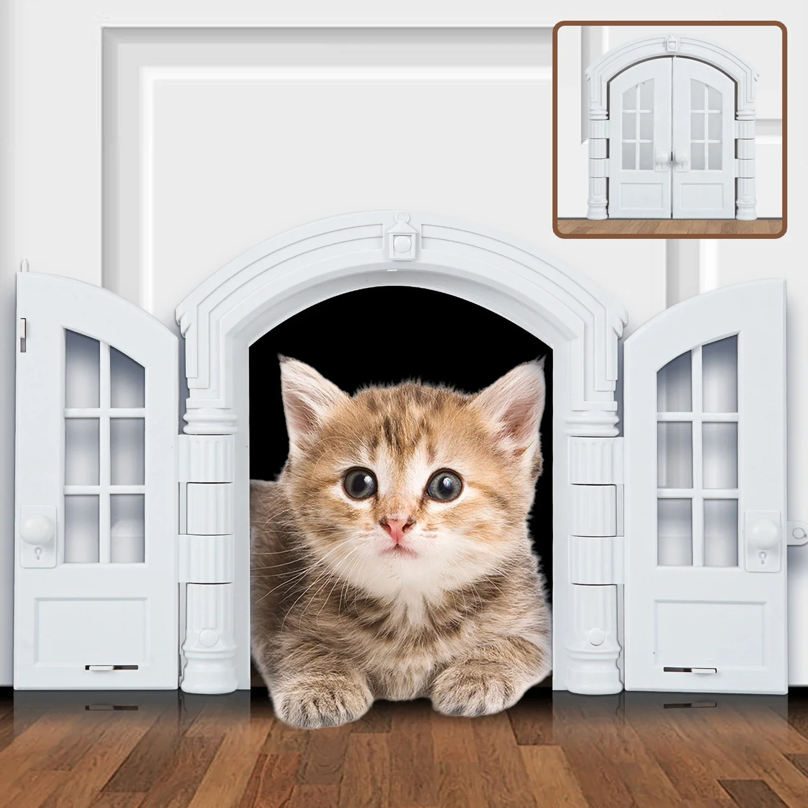 French Cat Door, Interior Exterior Pet Cat Dog Flap Door, Entry Fence No Flap Door Stopper Pet Kennel Hole House Supplies