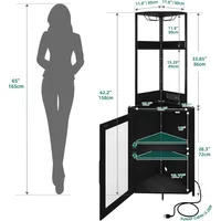 Corner Wine Cabinet with Power Outlets & LED Lights, Corner Bar Cabinet with Glass Holder, Liquor Bar Rack Cabinet for 2
