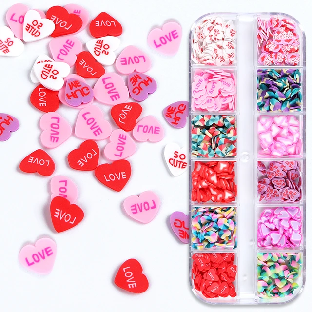 Love Heart Polymer Clay Slices | Valentine's Day Embellishments | Resin  Inclusions | Wedding Supplies (5 grams)