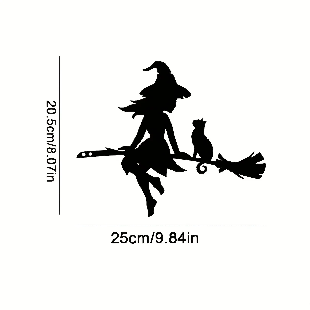Enchanting Witch & Cat Garden Decor - Durable Iron Art with Flying Broomstick, for Halloween & Outdoor, Outdoor Garden Decor 6
