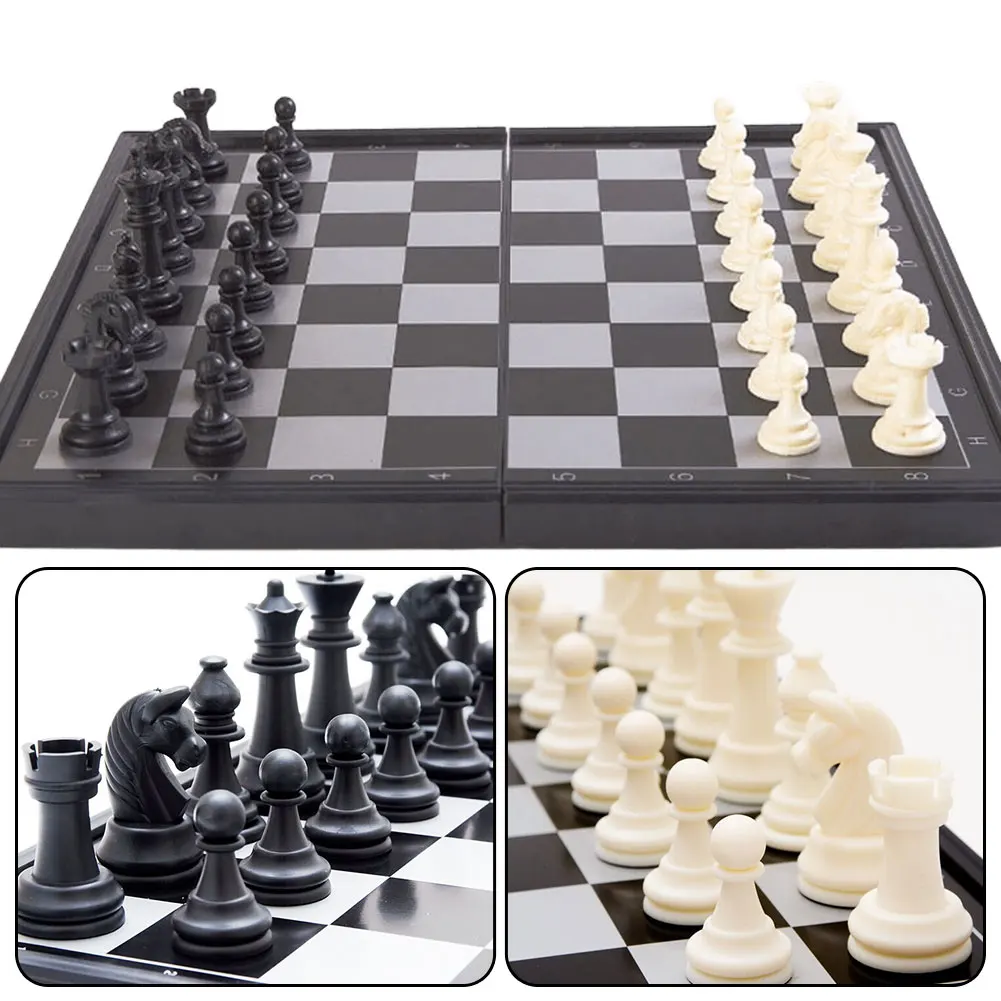 Scacchiera Portatile 19,5*19,5cm in Plastica, Gioco Educativo di Scacchi, Regalo per Adulti, Bambini e Principianti - immagine 3
