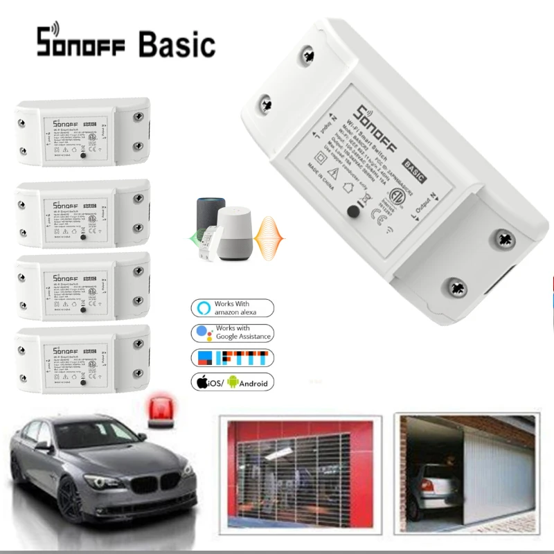 Sonoff Basic R2 스마트 홈 Wifi 무선 스위치 Wifi 차단기 모듈 작동 Amozon Alexa 및 Google 홈 Ewelink Itead Sonoff
