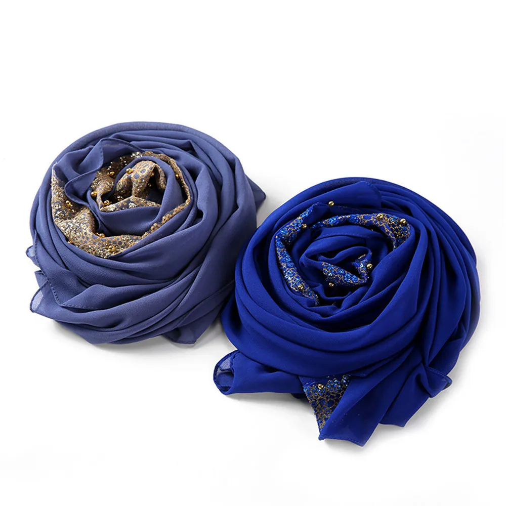 Spitze Chiffon Hijab Schal für Frauen islamisches Kopftuch weibliche muslimische Kopf wickel Schals – Detail 6