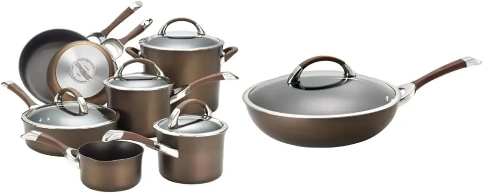 

Dishwasher Safe Hard Anodized Nonstick Cookware Pots and Pans Set, 11-Piece, Chocolate & Symmetry Hard Anodized Nonstick Wok Mol