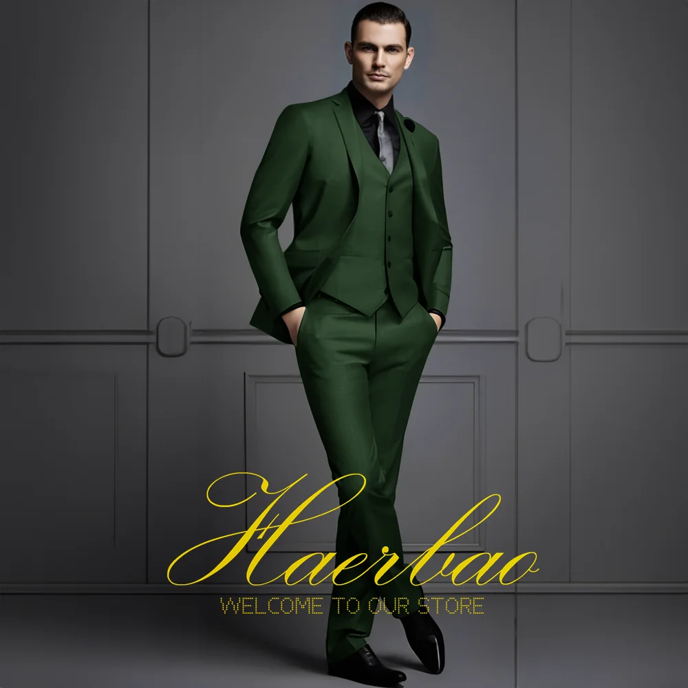 Business Men's Suit 3-piece Set (Jacket Pants Vest) Wedding Groom Tuxedo Formal Queue Clothes Slim Fit Blazer formal suit business men clothing