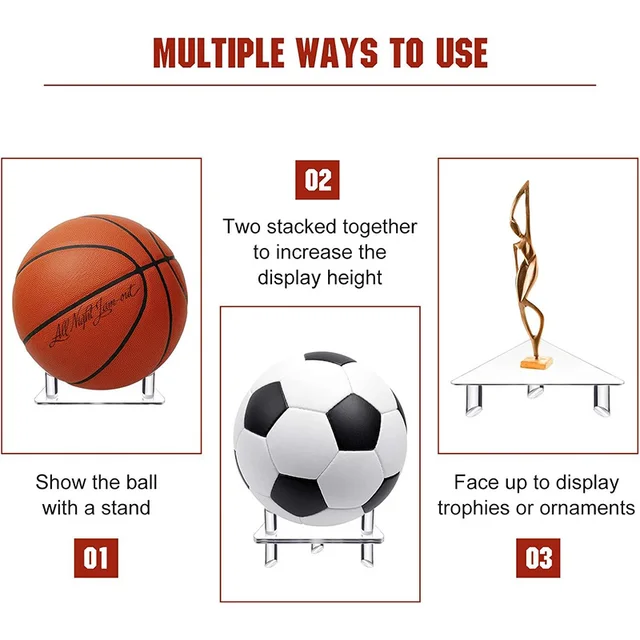 1 Pcs Acrylic Ball Holder Basketball Display Holder Ball Rack Support Base Rugby Display Stand Football Bowling Storage 2