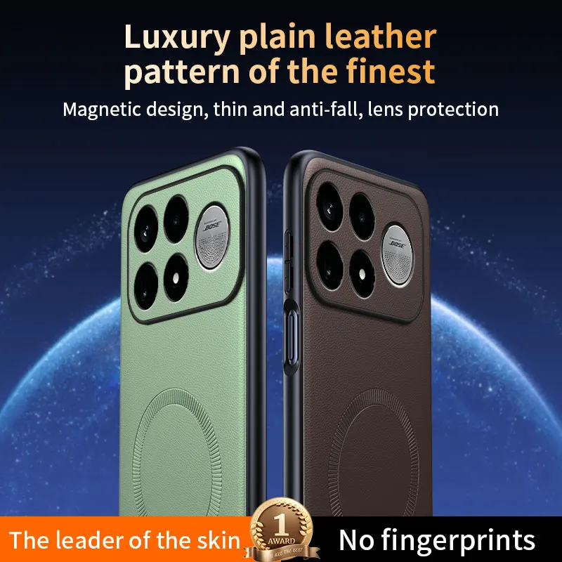 Luxury PU Leather Magnetic Case with Wireless Charging - Shockproof Business Soft Cover