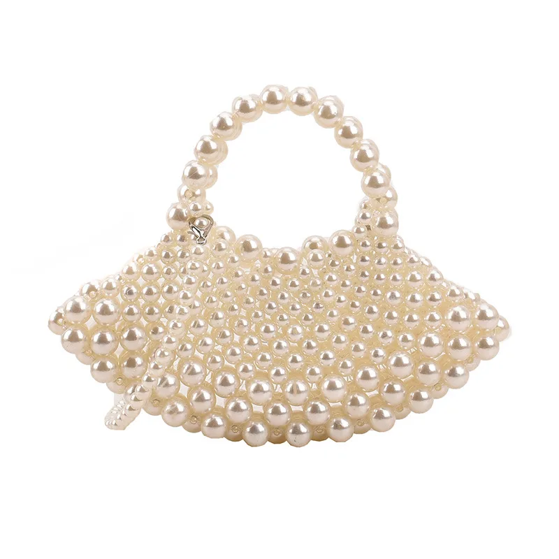 2024 Spring Summer Fashion Ladies Handbags Hand-weave Pearl Beaded Shoulder Bag For Women Bohemia Party Clutches Crossbody Purse