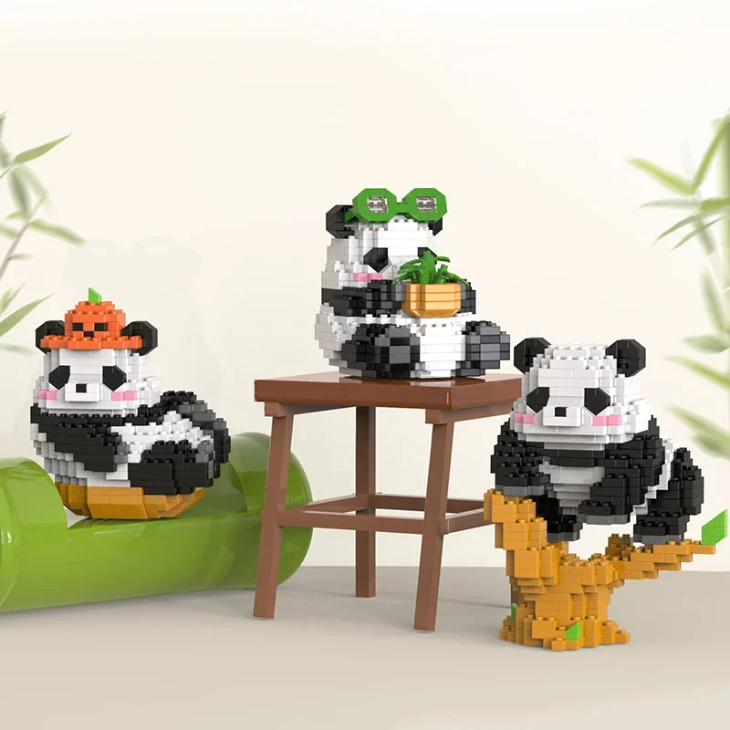 Cute Chinese Panda Building Blocks Sets DIY Educational Assembly Toys Bricks Mini Animals Model MOC Kids Christmas Birthday Gift building blocks construction blocks