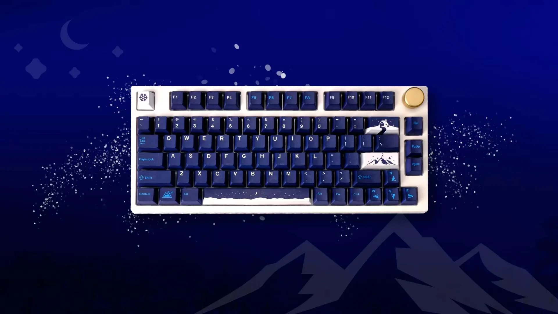 Snowy Night Keycaps Grupo Pbt Sides Dye Sublimação Perfil Cherry Keycap com 1.75u 2u Shift 64 68 84 129 Chaves - Imagem 5