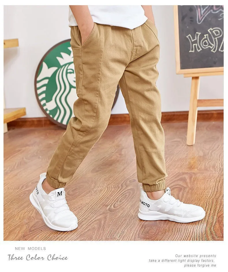 Boys pants Kids pants Solid Colored Sports Cotton Long Work Pants for Boys Spring Autumn Suitable for Children Aged 6 7 10 11 12
