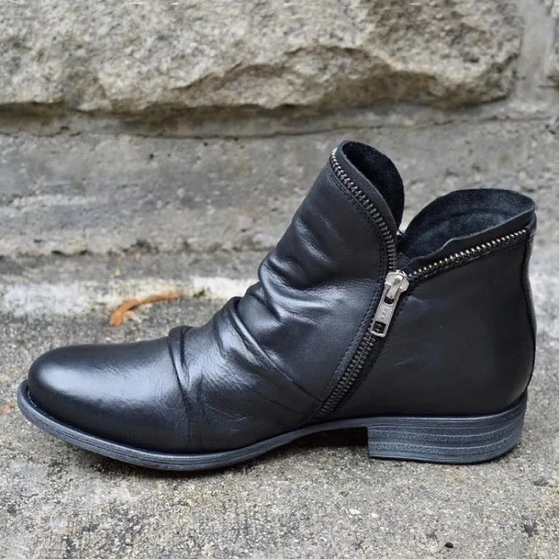 Women's Ankle Boots Chunky Low Heel Comfortable Vintage