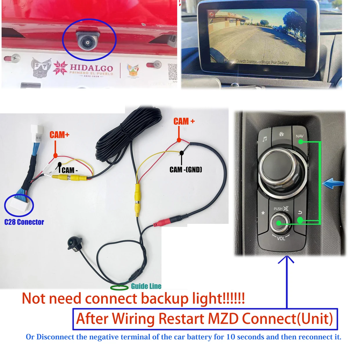 JIAYITIAN Fish Eye Camera For Mazda MX5 RF Roadster ND mx-5 2015~2023 Backup Parking Reversing Camera Work with Mazda Connect — view 4