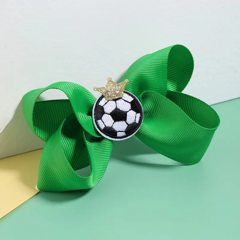 

Football Print Bows Hair Clips For Baby Girls Soccer Elastic Hair Bands Women Hairpins Hair Ties Headwear Sport Hair Accessories