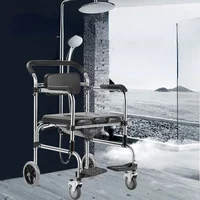 Stainless Steel Toilet Chair on Wheels - Portable Commode for Disabled, Durable Bath Seat, Easy-to-Clean Household Use 2