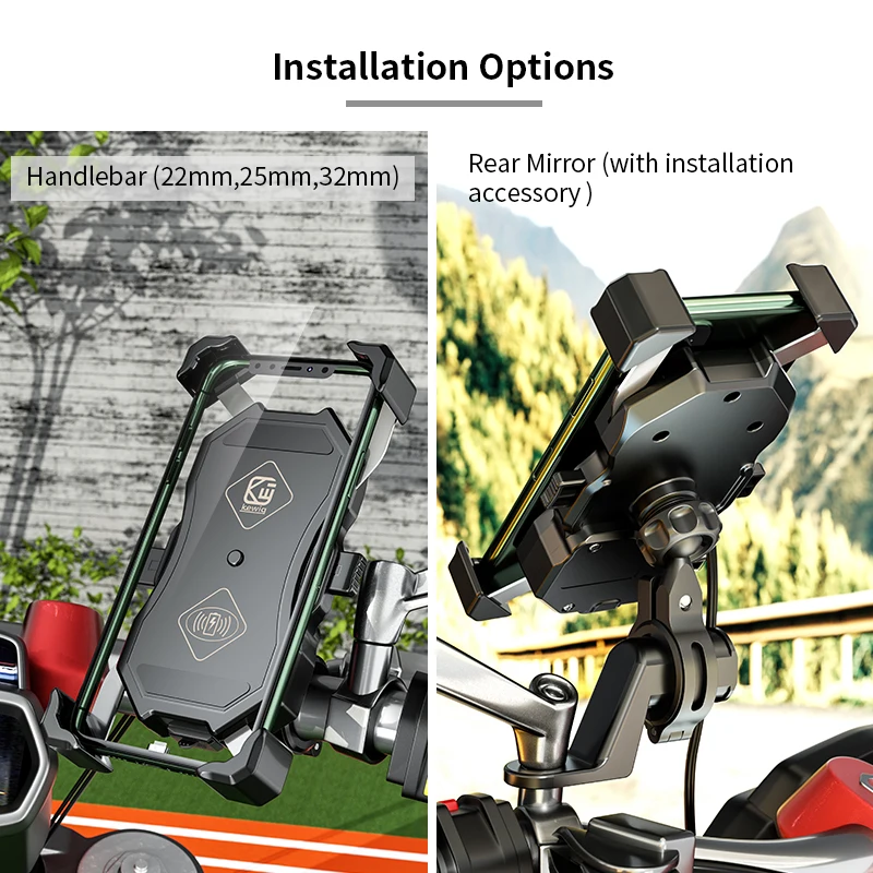 Motorcycle Phone Holder Wireless Charger Phone Stand for Scooter Motor Motorbike QC3.0 USB Fast Charging Cell Mobile Stand
