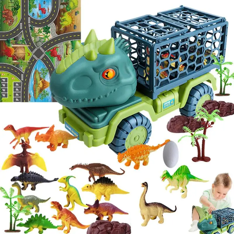 

Dinosaur Truck Capture Jurassic Dinosaur Play Set Dinosaur Toys 15 Dino Figures Activity Play Mat Tree Stone Egg Tyrannosaurus