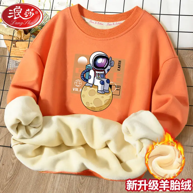 Children Boys Fleece-Lined Sweater Winter Long Sleeves kids sweater kids hoodie sweatshirts