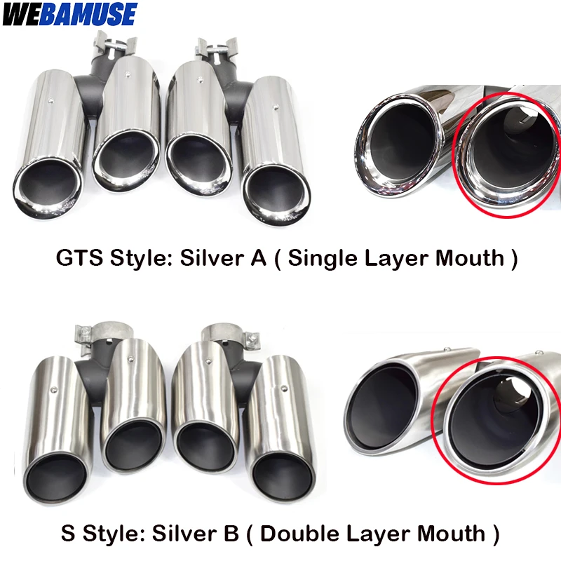 1 Pair Dual Outlet Tailpipes For Porsche Macan 2014 to Muffler Tip Tailpipes Replacement Exhaust System Nozzles