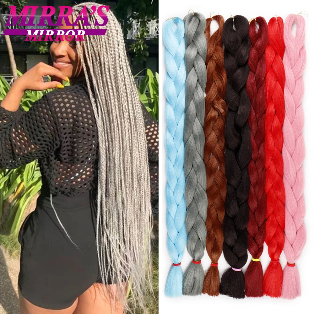 

6 Bundles Braiding Hair 100 cm Synthetic Heat Fiber Jumbo Braid 165g/Piece Women Pure Color Jumbo Braid Hair Extensions Pink